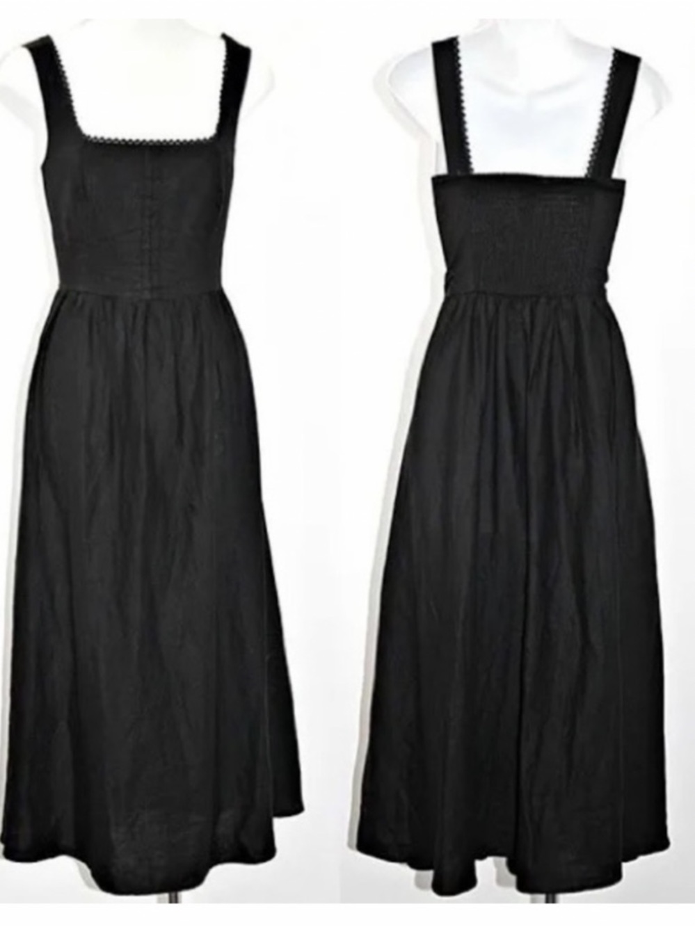 House of Harlow 1960 Black Midi Dress with Square Neck